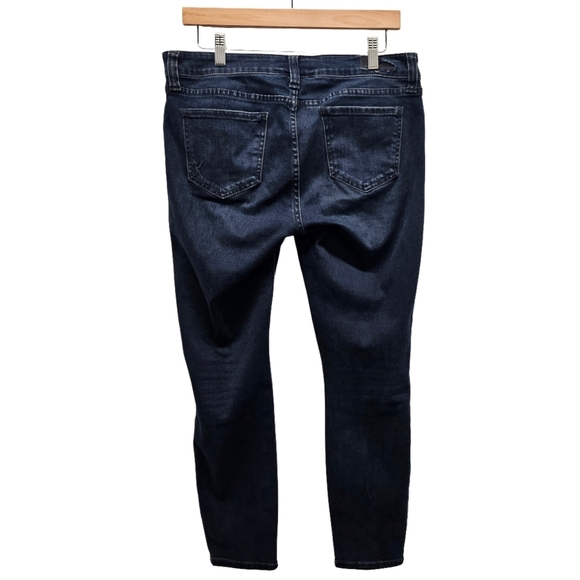 Kut From the Kloth KFTK Distressed Dark Wash Jeans Crop Size 10 Denim - Picture 5 of 16